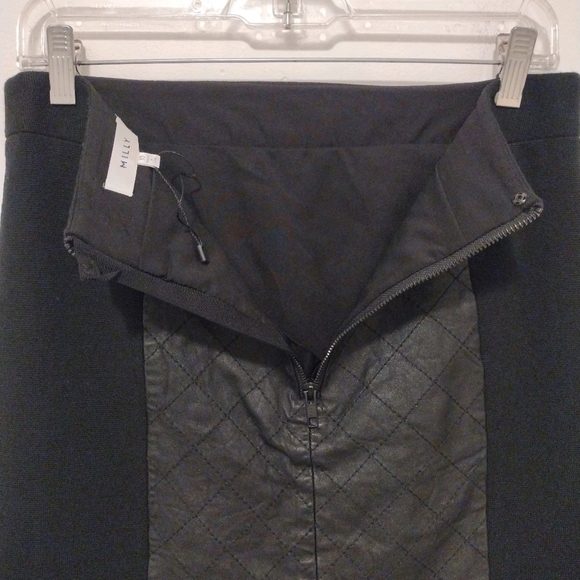 Milly - Lambskin Leather Wool Black Mini Skirt - Picture 13 of 16